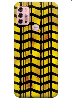 Motorola G10 силиконовый чехол с картинкой - Желтые клетки