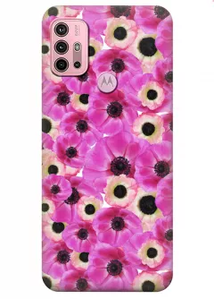 Motorola G10 силиконовый чехол с картинкой - Розовые цветочки