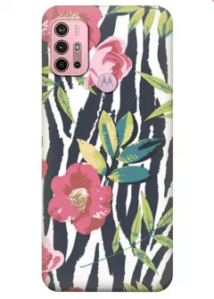 Motorola G10 силиконовый чехол с картинкой - Пастельные цветы