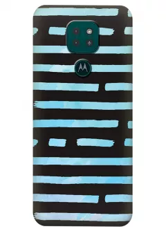 Motorola G9 Play силиконовый чехол с картинкой - Голубые полоски