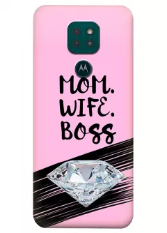Motorola G9 Play силиконовый чехол с картинкой - Mom. Wife. Boss