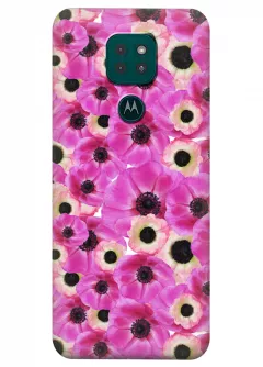Motorola G9 Play силиконовый чехол с картинкой - Розовые цветочки