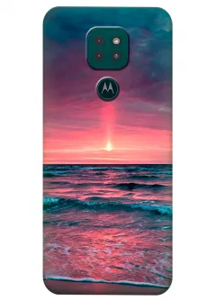 Motorola G9 Play силиконовый чехол с картинкой - Красный закат