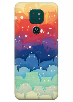 Motorola G9 Play силиконовый чехол с картинкой - Кошачья вечеринка