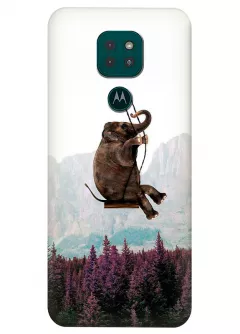 Motorola G9 Play силиконовый чехол с картинкой - Слон на качеле