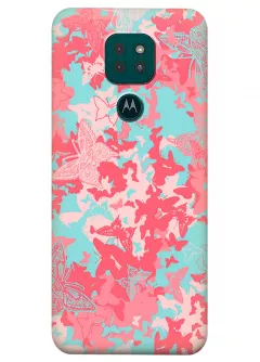 Motorola G9 Play силиконовый чехол с картинкой - Розовые бабочки