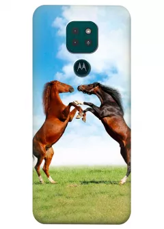 Motorola G9 Play силиконовый чехол с картинкой - Кони