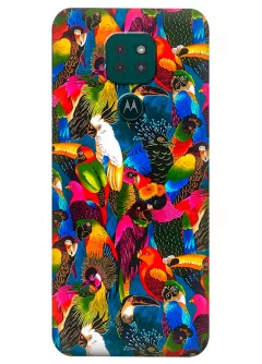 Motorola G9 Play силиконовый чехол с картинкой - Попугайчики