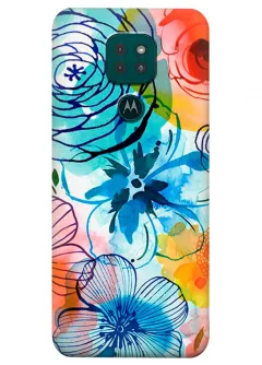 Motorola G9 Play силиконовый чехол с картинкой - Арт цветы