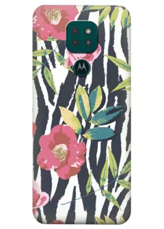 Motorola G9 Play силиконовый чехол с картинкой - Пастельные цветы