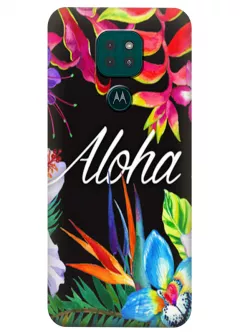 Чехол для Motorola G9 Play с картинкой - Aloha Flowers