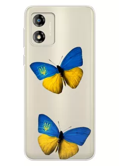 Чехол для Motorola E13 из прозрачного силикона - Бабочки из флага Украины