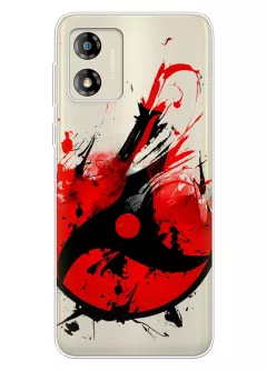 Бампер для Motorola E13 - Наруто Мангеке Шаринган, силикон прозрачный