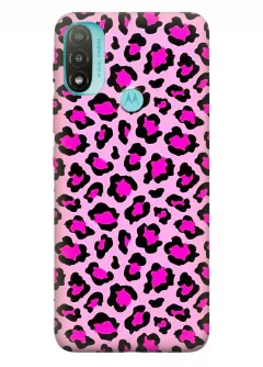 Модный силиконовый чехол на Motorola E20 с принтом - Розовый леопард