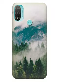 Силиконовый чехол на Motorola E20 с рисунком - Лес в горах