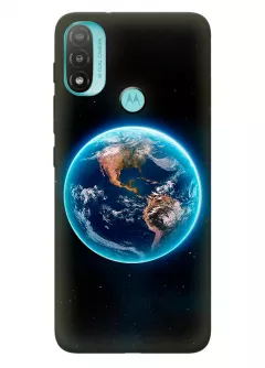 Motorola E20 чехол силиконовый с крутым дизайном планеты Земля