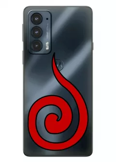 Моторола Едж 20 чехол силиконовый прозрачный - Naruto Logo Красная спираль