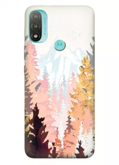 Motorola E20 силиконовый чехол с картинкой - Осень в лесу