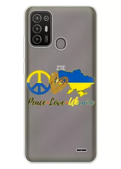 Чехол на Motorola Edge 20 Lite с патриотическим рисунком - Peace Love Ukraine