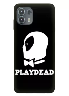 Чехол для Motorola Edge 20 Lite - Дэдпул, Deadpool Playdead белый логотип 