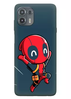 Чехол для Motorola Edge 20 Lite - Дэдпул, Deadpool мультяшный малыш Уэйд Уилсон весело бежит на помощь 