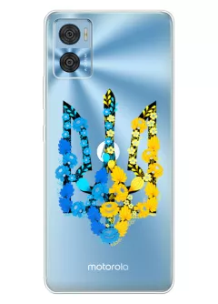 Чехол для Motorola E22 из прозрачного силикона - Герб Украины в цветах