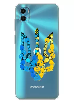 Чехол для Motorola E22s из прозрачного силикона - Герб Украины в цветах