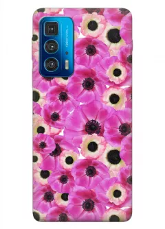 Motorola Edge 20 Pro силиконовый чехол с картинкой - Розовые цветочки