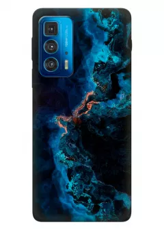 Motorola Edge 20 Pro силиконовый чехол с картинкой - Синий мрамор