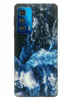 Motorola Edge 20 Pro силиконовый чехол с картинкой - Шторм в океане