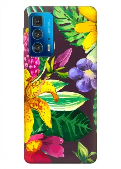 Motorola Edge 20 Pro силиконовый чехол с картинкой - Яркие цветочки