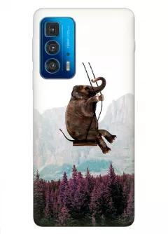 Motorola Edge 20 Pro силиконовый чехол с картинкой - Слон на качеле