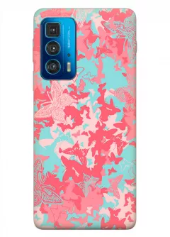 Motorola Edge 20 Pro силиконовый чехол с картинкой - Розовые бабочки