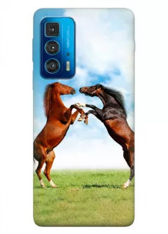 Motorola Edge 20 Pro силиконовый чехол с картинкой - Кони