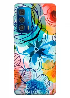 Motorola Edge 20 Pro силиконовый чехол с картинкой - Арт цветы