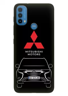 Бампер для Motorola E30 из силикона - Mitsubishi Мицубиси Митсубиши логотип и автомобиль машина ASX Outlander Pajero Sport Challenger Montero вектор-арт кроссовер внедорожник с номерным знаком