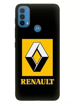 Моторола Е30 чехол силиконовый - Renault Ренаулт Рено желтый логотип крупным планом и название вектор-арт
