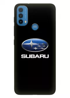 Моторола Е30 чехол из силикона - Subaru Субару классический логотип крупным планом и название