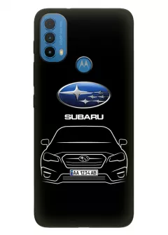 Моторола Е30 чехол из силикона - Subaru Субару логотип и автомобиль машина BRZ Impreza Legacy Levorg WRX вектор-арт купе седан с номерным знаком