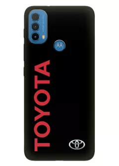 Чехол для Моторола Е30 из силикона - Toyota Тойота классический логотип и название крупным планом