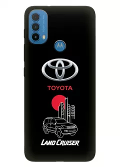 Чехол для Моторола Е30 из силикона - Toyota Тойота логотип и автомобиль машина Land Cruiser вектор-арт кроссовер внедорожник