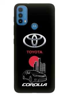 Чехол для Моторола Е30 из силикона - Toyota Тойота логотип и автомобиль машина Corolla вектор-арт купе седан