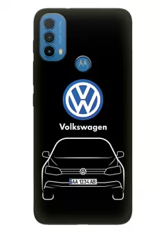 Бампер для Моторола Е30 из силикона - Volkswagen Фольксваген логотип и Golf Passat Polo Arteon Ameo Bora Lamando Lavida Jetta Magotan Santana Scirocco Virtus Voyage  - Дизайн 1