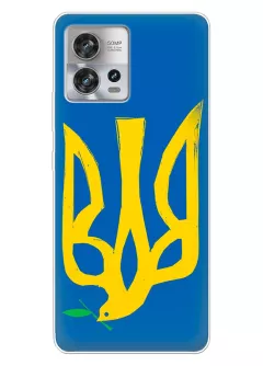 Чехол на Motorola Edge 30 Fusion с сильным и добрым гербом Украины в виде ласточки