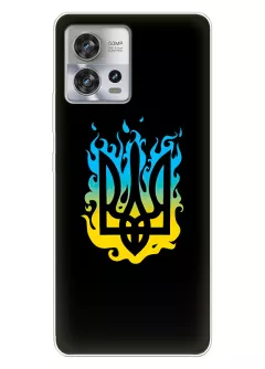 Чехол на Motorola Edge 30 Fusion с справедливым гербом и огнем Украины