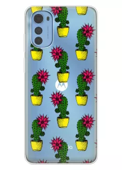Чехол для Motorola E32 / E32s с тропическими кактусами