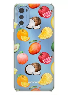 Чехол для Motorola E32 / E32s с картинкой вкусных и полезных фруктов