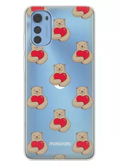 Чехол для Motorola E32 / E32s с принтом - Влюбленные медведи