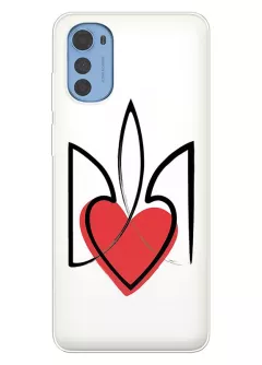 Чехол на Motorola E32 / E32s с сердцем и гербом Украины