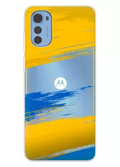 Чехол на Motorola E32 / E32s из прозрачного силикона с украинскими мазками краски